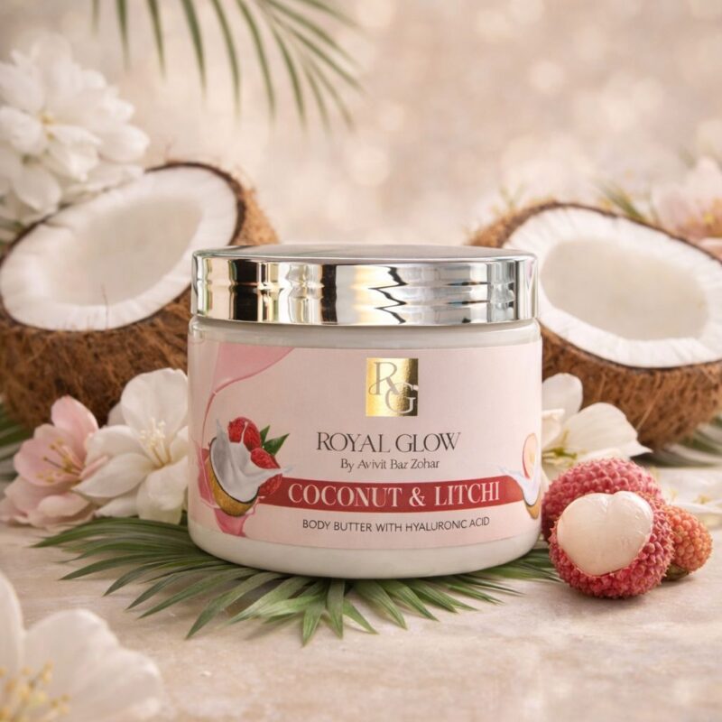 חמאת גוף בריח קוקוס וליצי מועשרת בחומצה היאלרונית