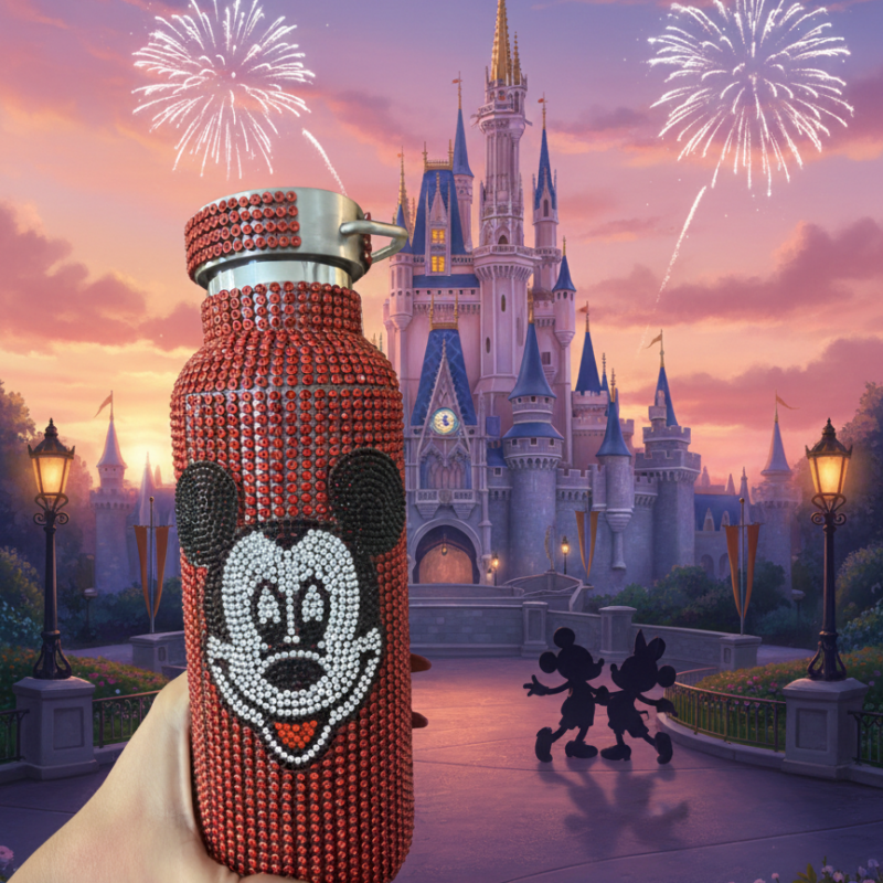 כוס מעוצבת סברובסקי מיקי אדום